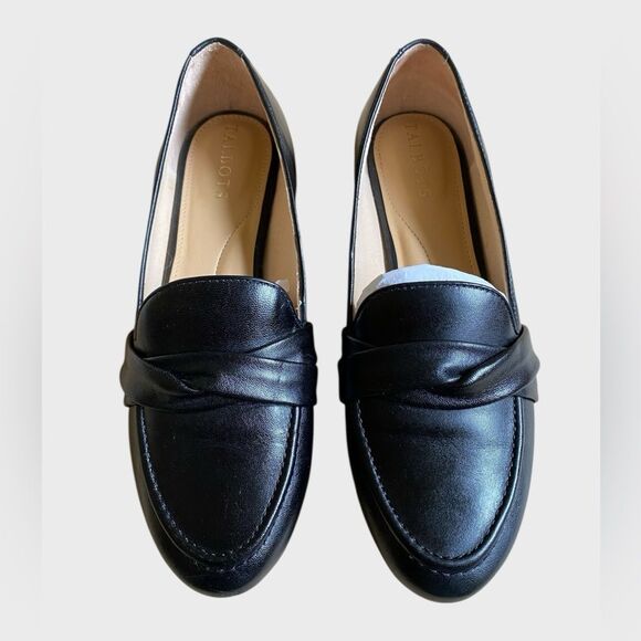 Talbots Ryan Twist Nappa Leather Loafers Women's Size 7 Black Slip On Flats - Picture 4 of 15